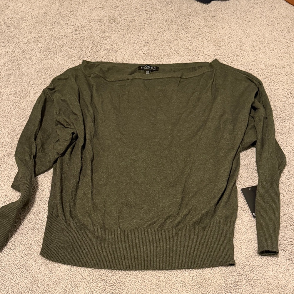 NWT eloquii off shoulder Olive Green Sweater 14/16